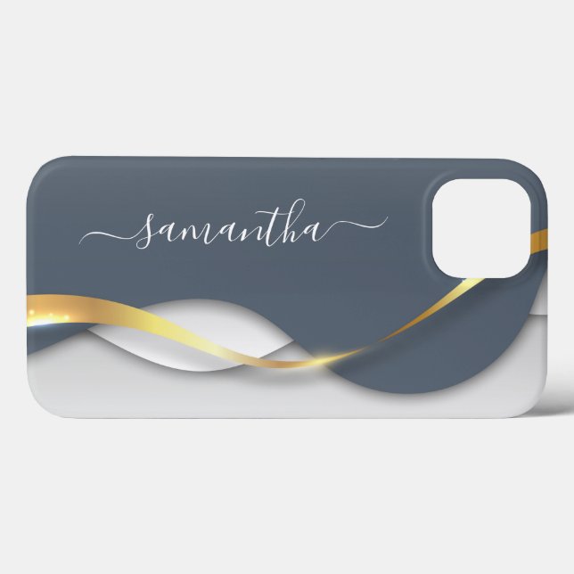 Metall 3D-utseende Kalligrafi Guld Monogram Våg (Baksida (horisontell))