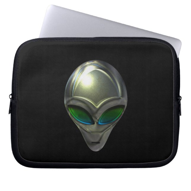 Metall Alien Head 02 Electronics Bag Laptop Sleeve (Framsidan)