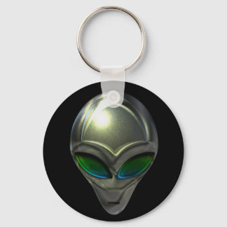 Metall Alien Head 02 Keychain Nyckelring
