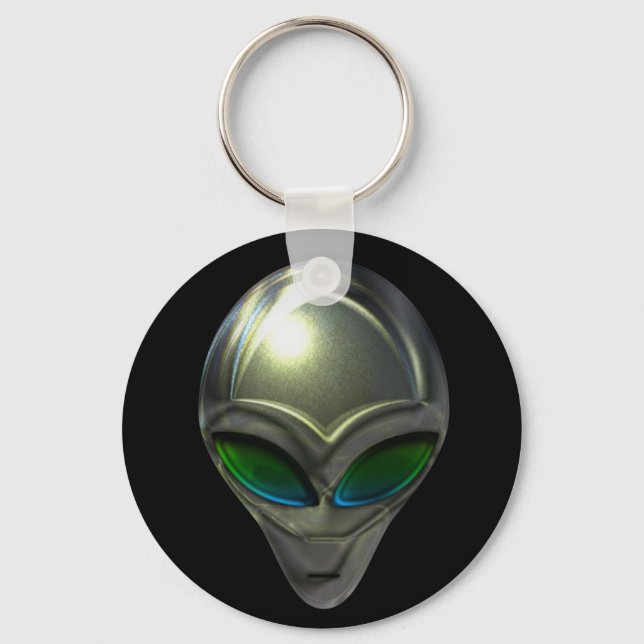 Metall Alien Head 02 Keychain Nyckelring (Framsida)