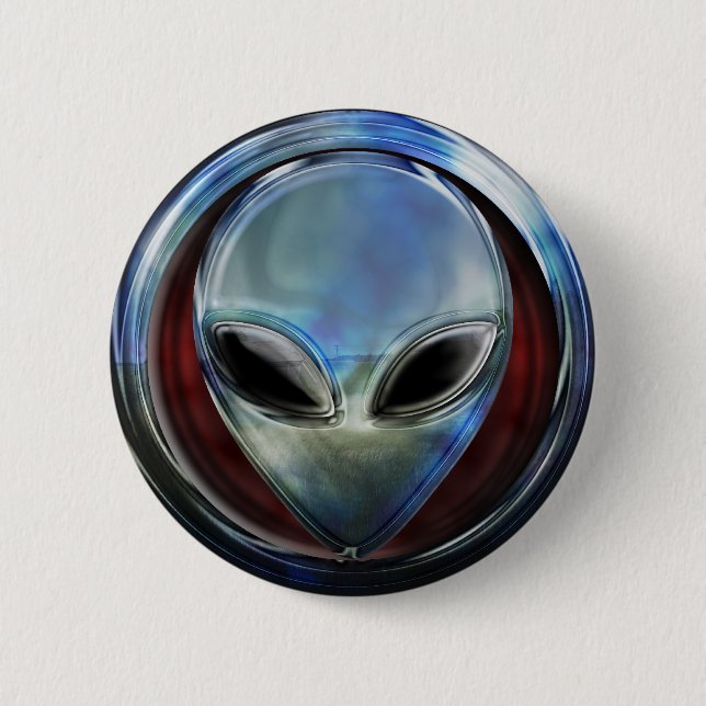 Metall Alien Head 03 Button Knapp (Framsida)
