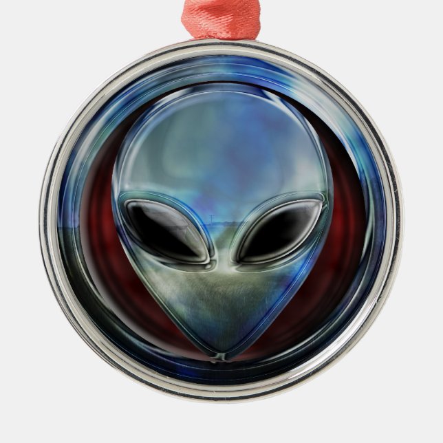 Metall Alien Head 03 Ornament (Framsidan)