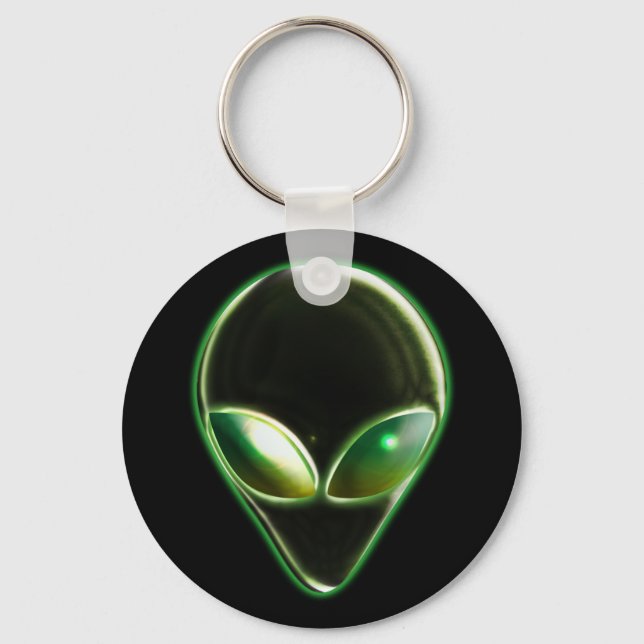 Metall Alien Head 04 Keychain Nyckelring (Framsida)