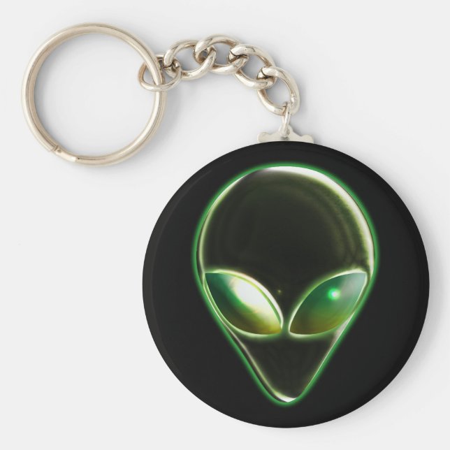 Metall Alien Head 04 Keychain Nyckelring (Framsidan)