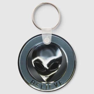 Metall Alien Head 05 Keychain Nyckelring