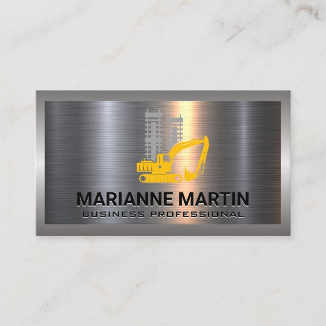 Metall Aluminium Borstad | Konstruktion Fordon Visitkort (Framsida)