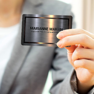 Metall Aluminium Silver Borstad | Metallisk Kant Visitkort