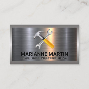 Metall Aluminium Silver Brushed Hammer Wrench Visitkort