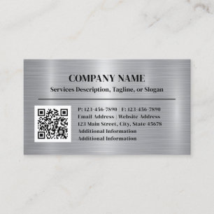 Metall Borstad Stål Aluminium Stil Tillsätt QR-kod Visitkort