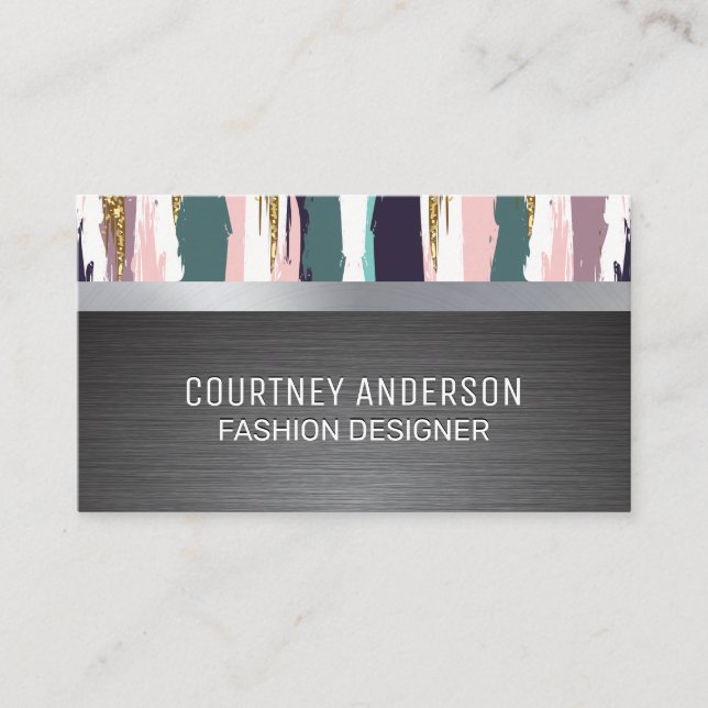 Metall Brushed | Konstnärligt borstad Visitkort (Framsida)