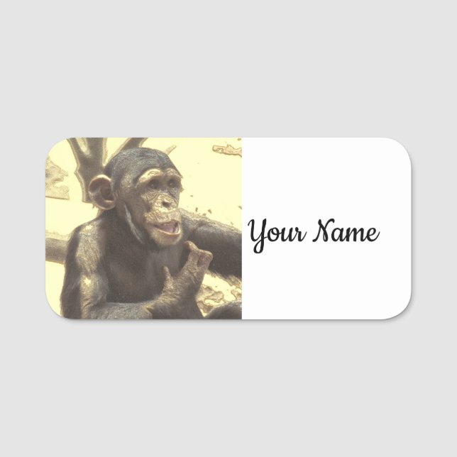 metall Chimp Namnbricka (Framsida)