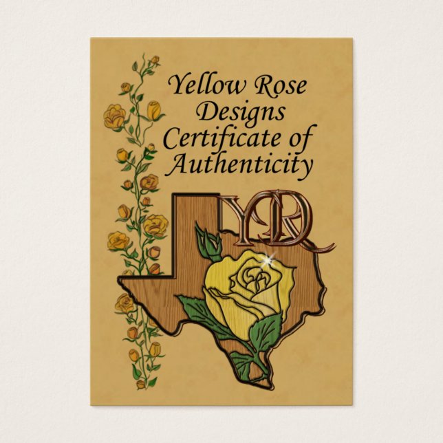 Metall Clay Jewelry Certificate of Authenticity Visitkort (Framsidan)