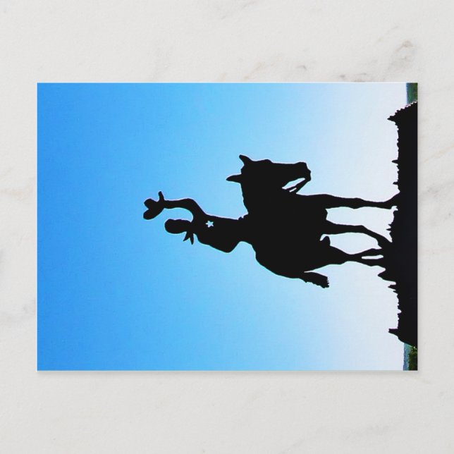 Metall Cowboy Art på Grind nära Johnson City, TX Vykort (Framsida)