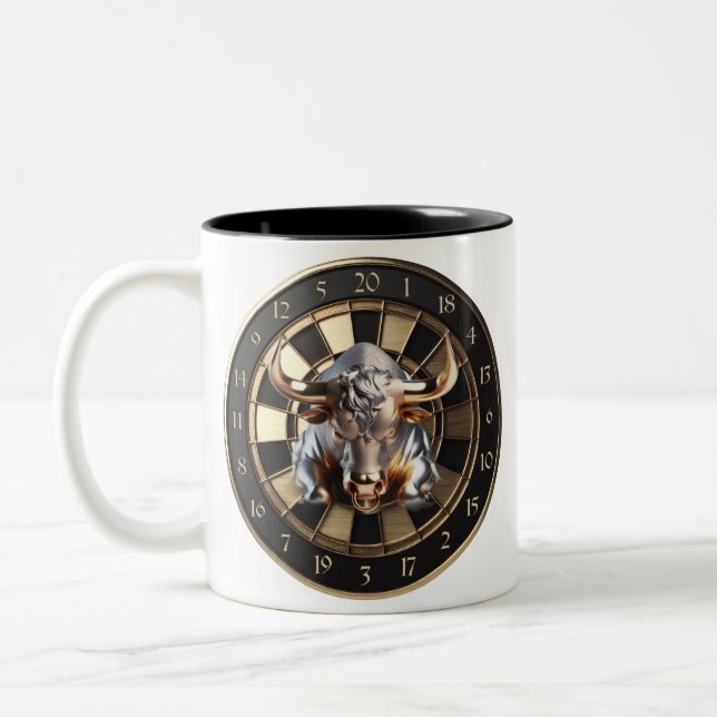 Metall Dartboard mit Bulle - golden Bull Två-Tonad Mugg (Vänster)