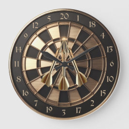 Metall Dartboard mit Dartpfeilen Gold Metalleffekt Stor Klocka