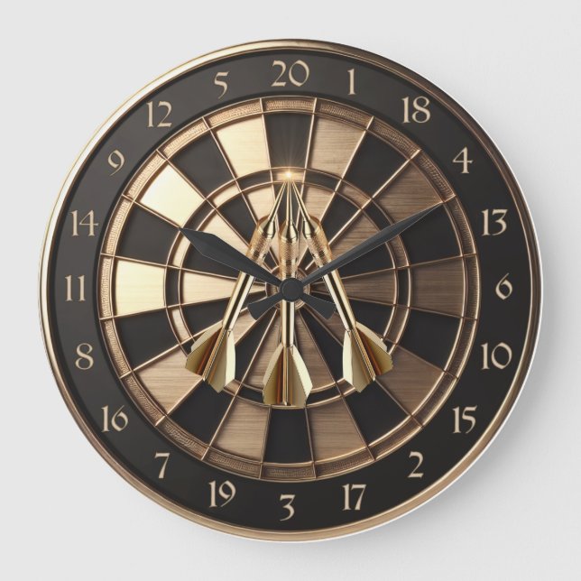 Metall Dartboard mit Dartpfeilen Gold Metalleffekt Stor Klocka (Framsida)