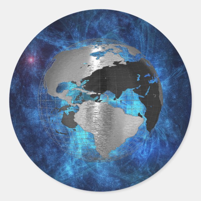 Metall Earth Globe Runt Klistermärke (Framsida)
