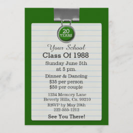 Metall fäster ihop Notepapergrönt klassificerar Inbjudningar