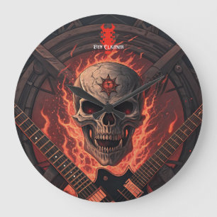 Metall Fire Skull   Ben Elkanar Stor Klocka