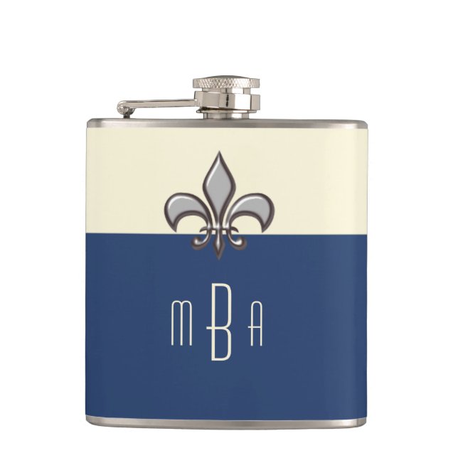 Metall Fleur de Lis för MonogramblåttFaux Fickplunta (Framsidan)