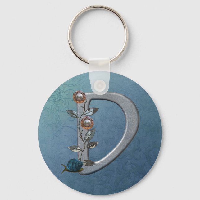 Metall Flowers Monogram D Nyckelring (Framsida)