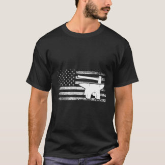 Metall Forge Metall Worker American Flagga Patriot T Shirt