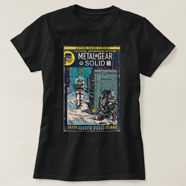 Metall Gear Solid - 'Enter Shadow Moses' Tecknad B T Shirt (Design framsida)