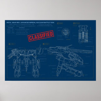 Metall Gear Solid Rex-skisser Poster