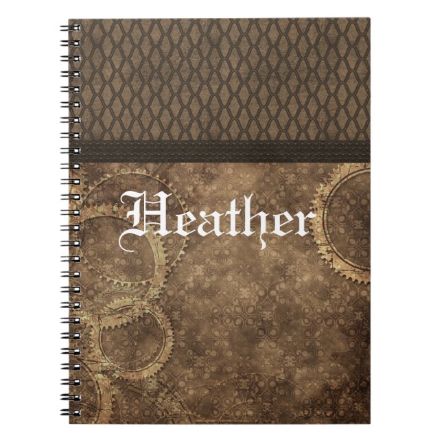Metall Gear Steampunk Notebook, Brown Anteckningsbok (Framsidan)