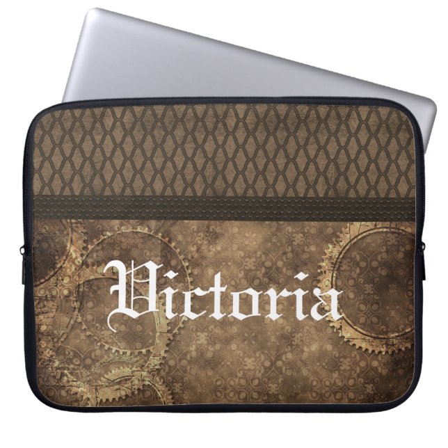 Metall Gear Steampunk Sleeve, Brown Laptop Fodral (Framsidan)