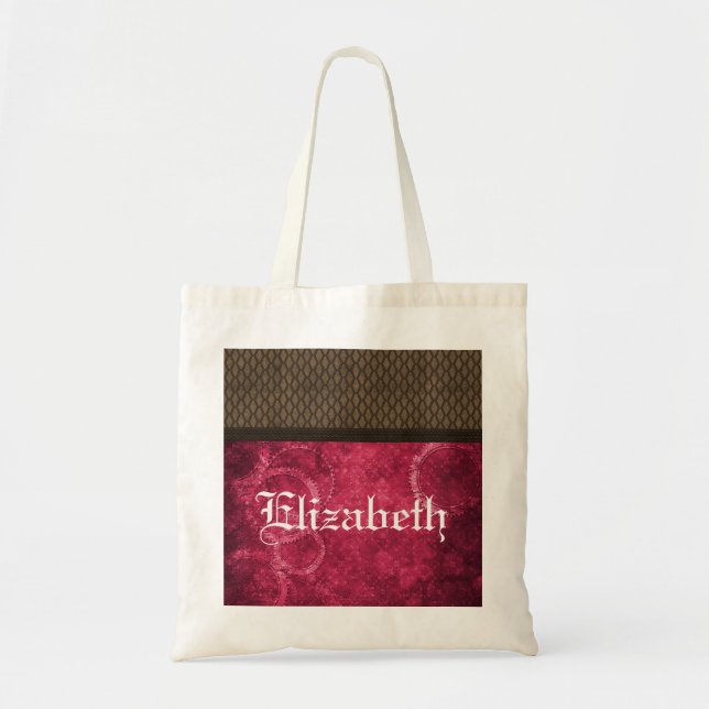 Metall Gear Steampunk Tote Bag, Rosa Tygkasse (Framsidan)