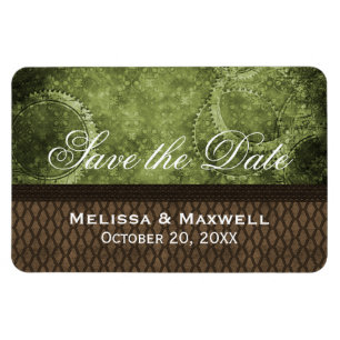 Metall Gears Save Date Flexi Magnet, Grönt Magnet