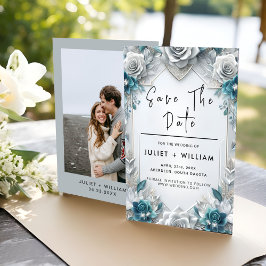 Metall Glam Shiny High End Silver Bröllop Spara Datumet