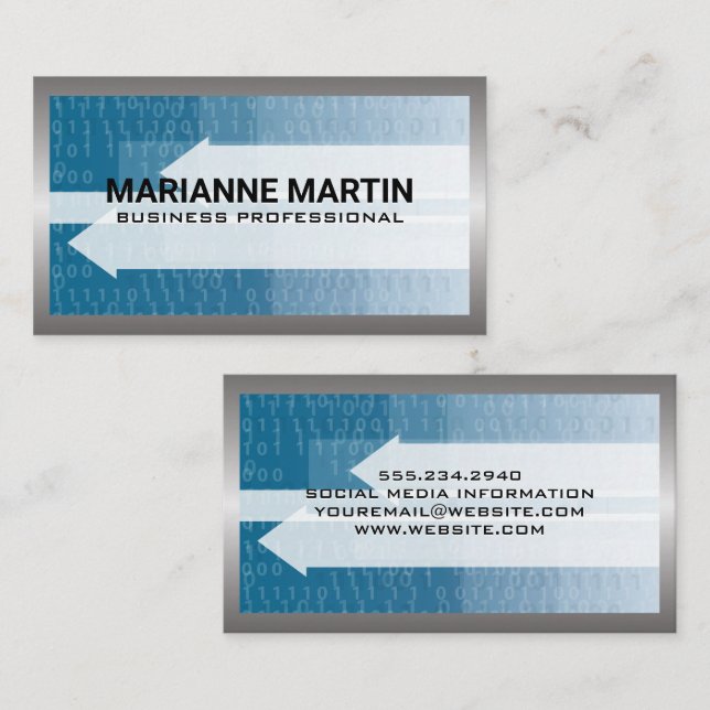 Metall Gräns | Teknikbakgrund för binär kod Visitkort (Fram/baksida)