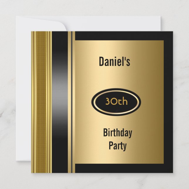 Metall Guld Manar 30års födelsedag Bronze Man Inbjudningar (Framsida)