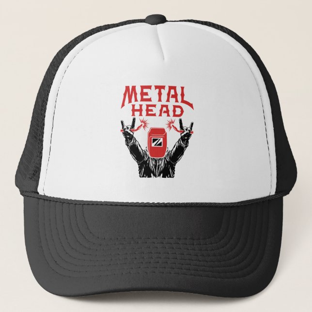 Metall Head Funny Welder Welder Welding Helmet Keps (Framsida)
