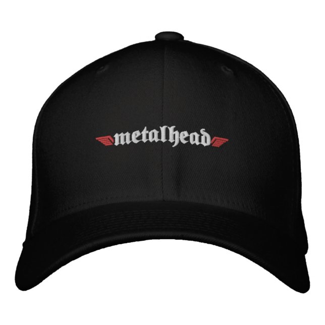 Metall Head Hat w/Skull på baksidan Broderad Keps (Framsida)