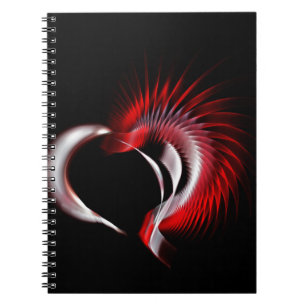 Metall Heart Anteckningsbok Med Spiral