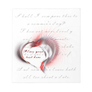 Metall Heart med Shakespeares sonnet 18 Anteckningsblock