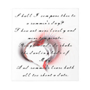 Metall Heart med Shakespeares sonnet 18 Anteckningsblock