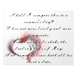 Metall Heart med Shakespeares sonnet 18 Anteckningsblock