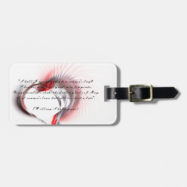 Metall Heart med Shakespeares sonnet 18 Bagagebricka (Horisontell Framsida)