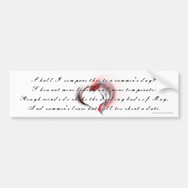 Metall Heart med Shakespeares sonnet 18 Bildekal (Framsidan)