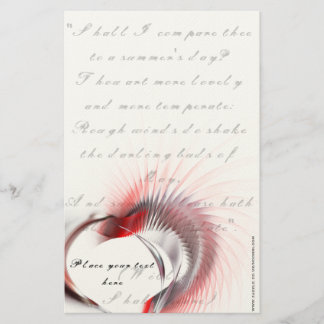 Metall Heart med Shakespeares sonnet 18 Brevpapper