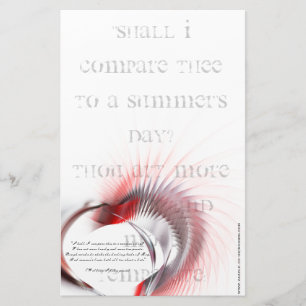 Metall Heart med Shakespeares sonnet 18 Brevpapper