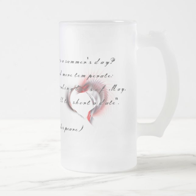 Metall Heart med Shakespeares sonnet 18 Frostat Ölglas (Höger)