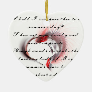 Metall Heart med Shakespeares sonnet 18 Julgransprydnad Keramik