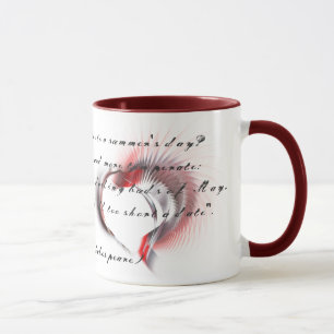 Metall Heart med Shakespeares sonnet 18 kaffe Mu Mugg