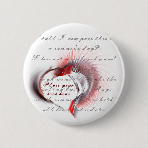 Metall Heart med Shakespeares sonnet 18 Knapp