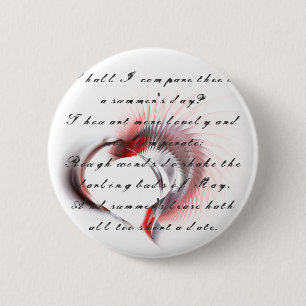 Metall Heart med Shakespeares sonnet 18 Knapp